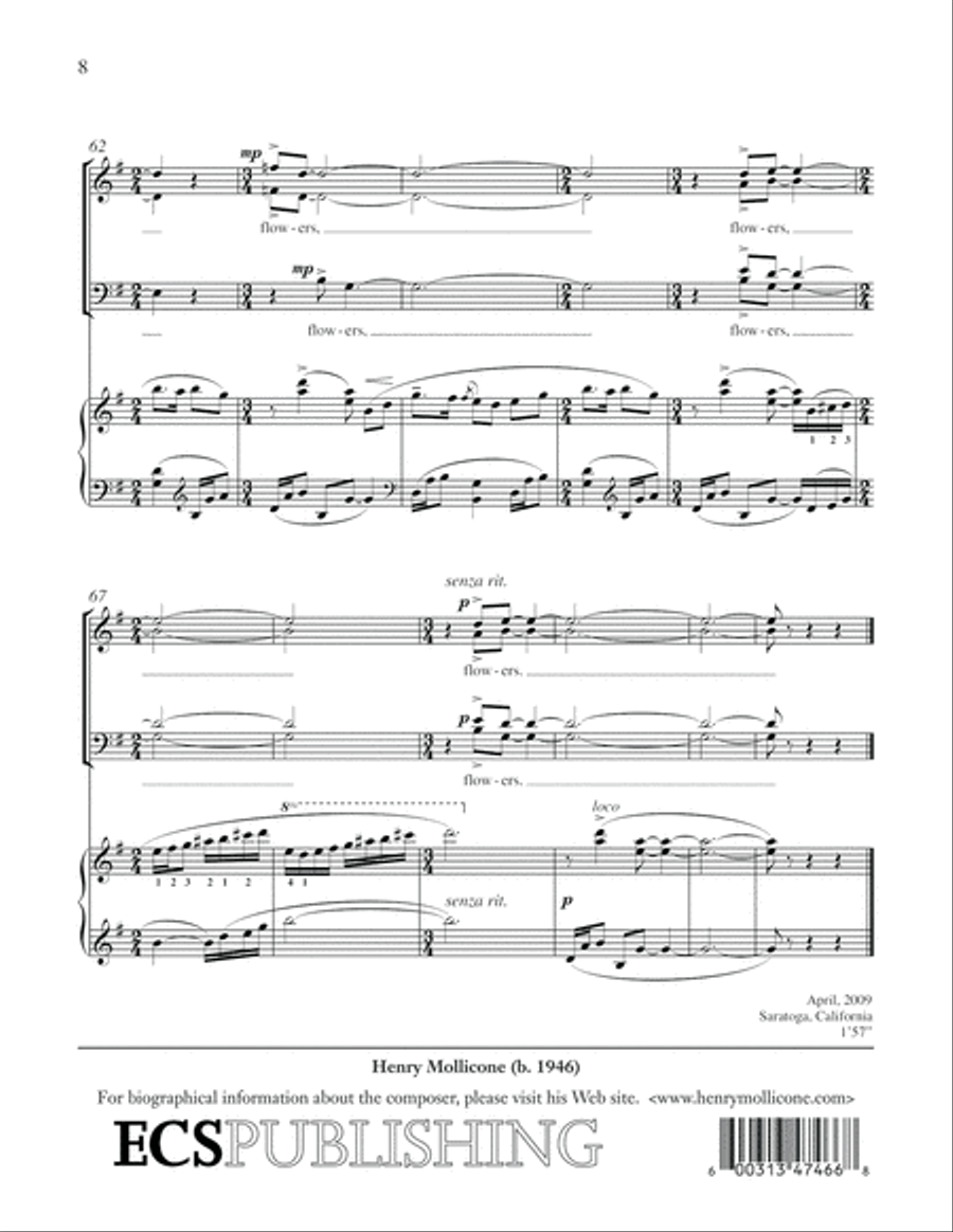Flowers Flowers 4-Part scores gallery preview page 5