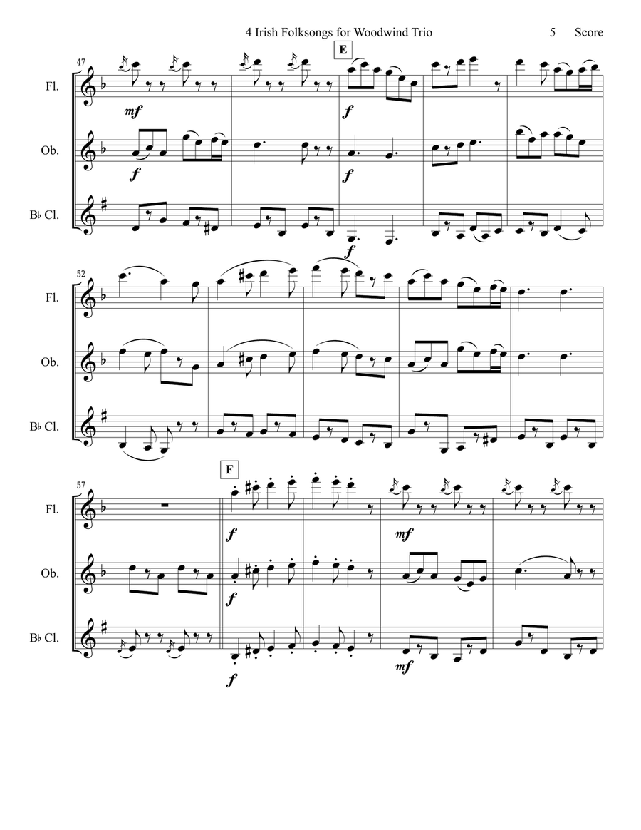 4 Irish Folksongs for Woodwind Trio 4 Irish Folksongs for Woodwind Trio Woodwind Trio scores gallery preview page 6