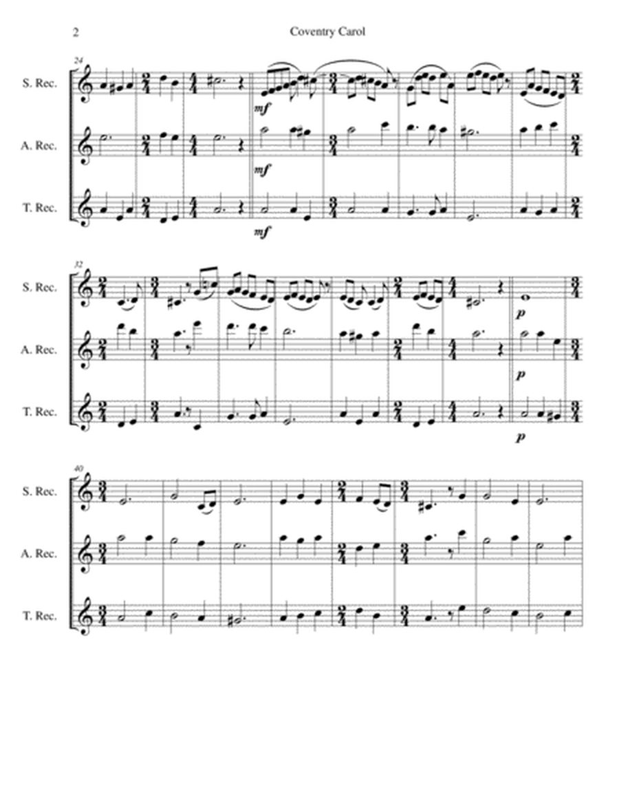 Coventry Carol for recorder trio (soprano, alto, tenor) image number null