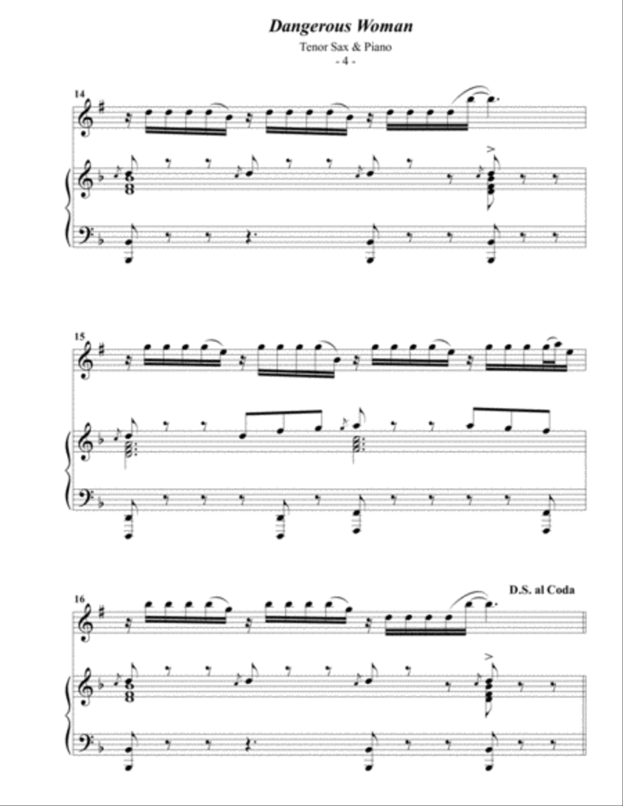 Dangerous Woman Tenor Saxophone scores gallery preview page 4