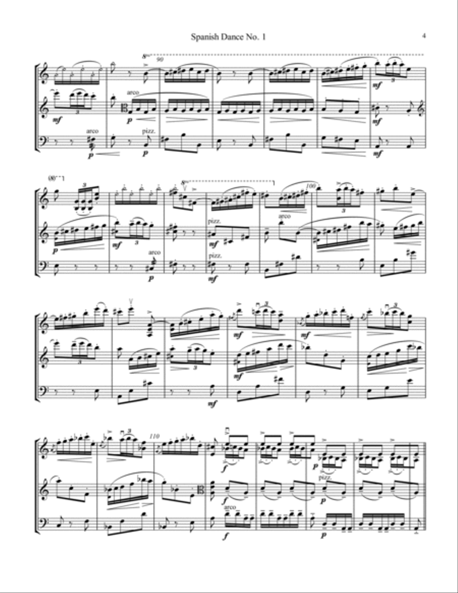 Spanish Dance No. 1, Danza from La vida breve for string trio (vln/vla duet) String Trio scores gallery preview page 5