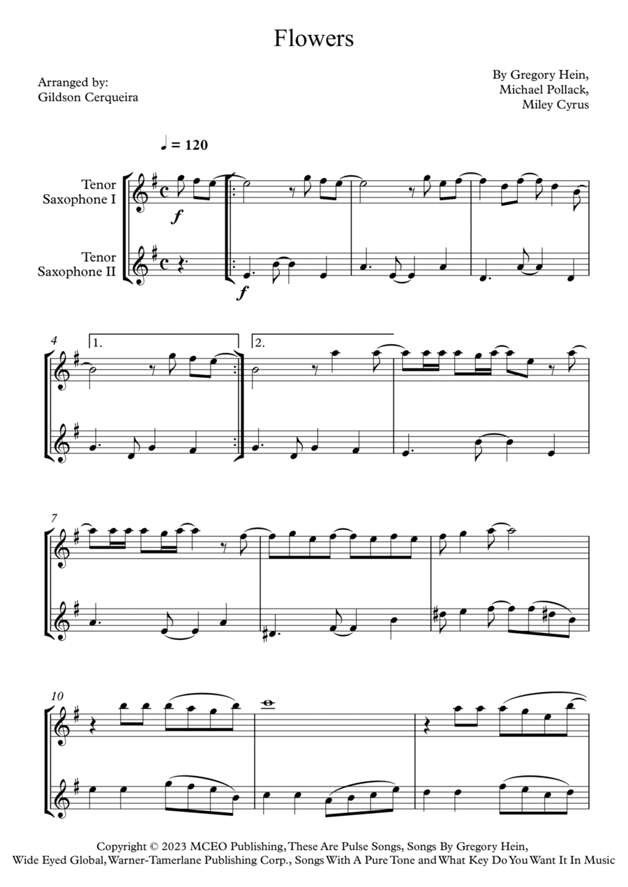 Flowers Woodwind Duet scores gallery preview page 1
