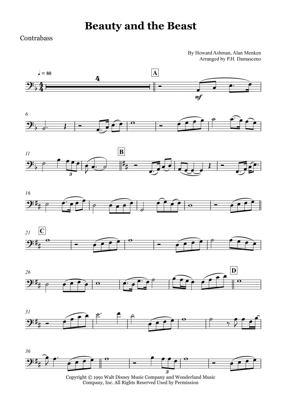 Beauty And The Beast Beauty And The Beast Double Bass scores gallery preview page 1