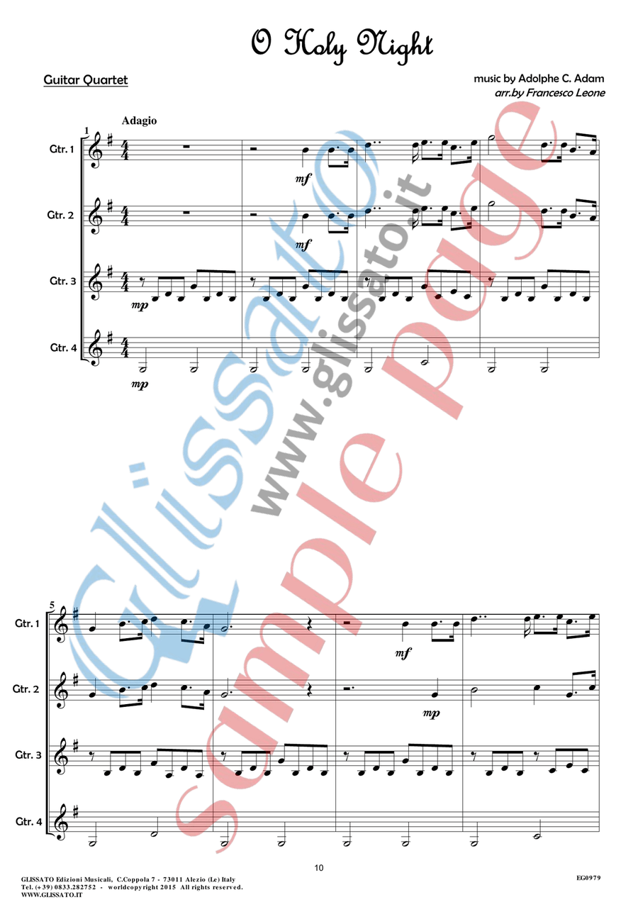 10 Easy Christmas Tunes - Guitar Quartet (score ) Guitar Ensemble scores gallery preview page 2