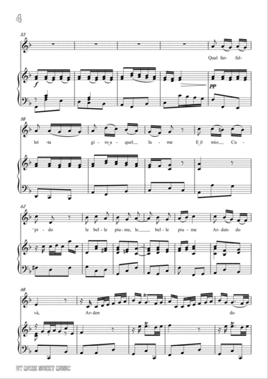Handel-Qual farfalletta in F Major,for Voice and Piano Voice Solo scores gallery preview page 6