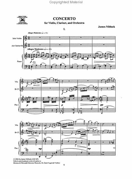 Concerto for violinclarinet and orchestra