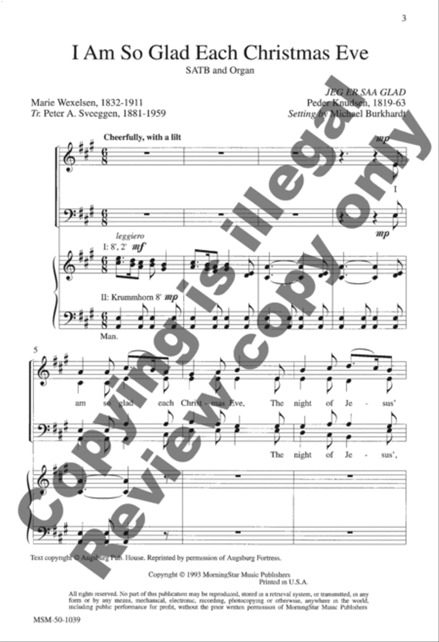 I Am So Glad Each Christmas Eve 4-Part scores gallery preview page 2