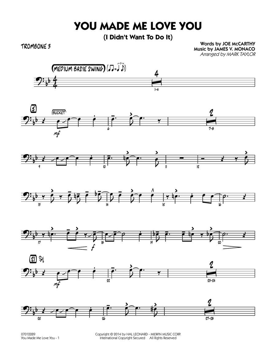 You Made Me Love You (I Didn't Want to Do It) - Trombone 3