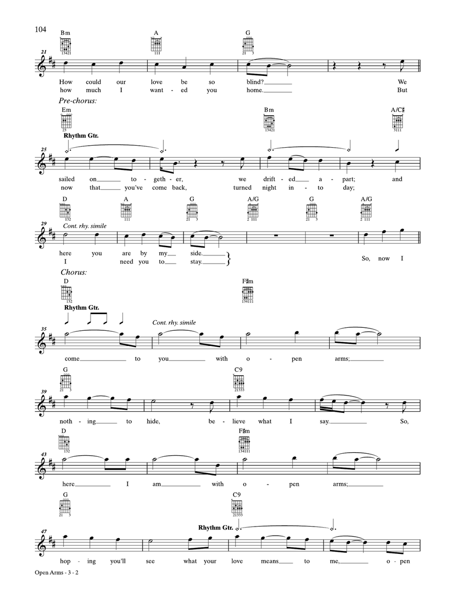 Open Arms by Steve Perry Acoustic Guitar - Digital Sheet Music page 2