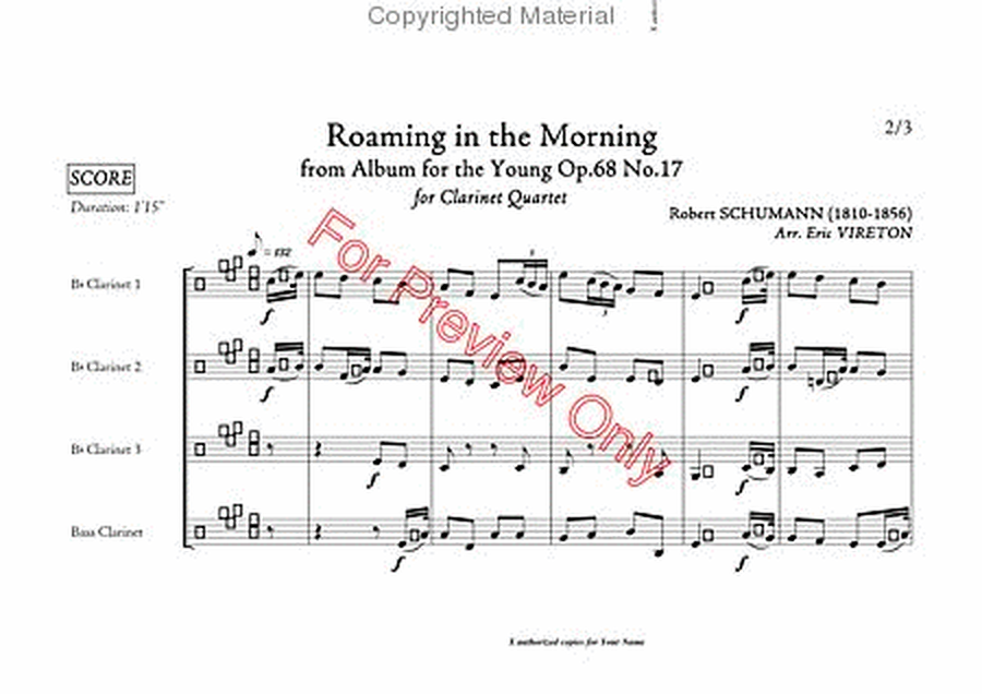 Roaming In The Morning From Album For The Young Opus 68 No. 17 image number null