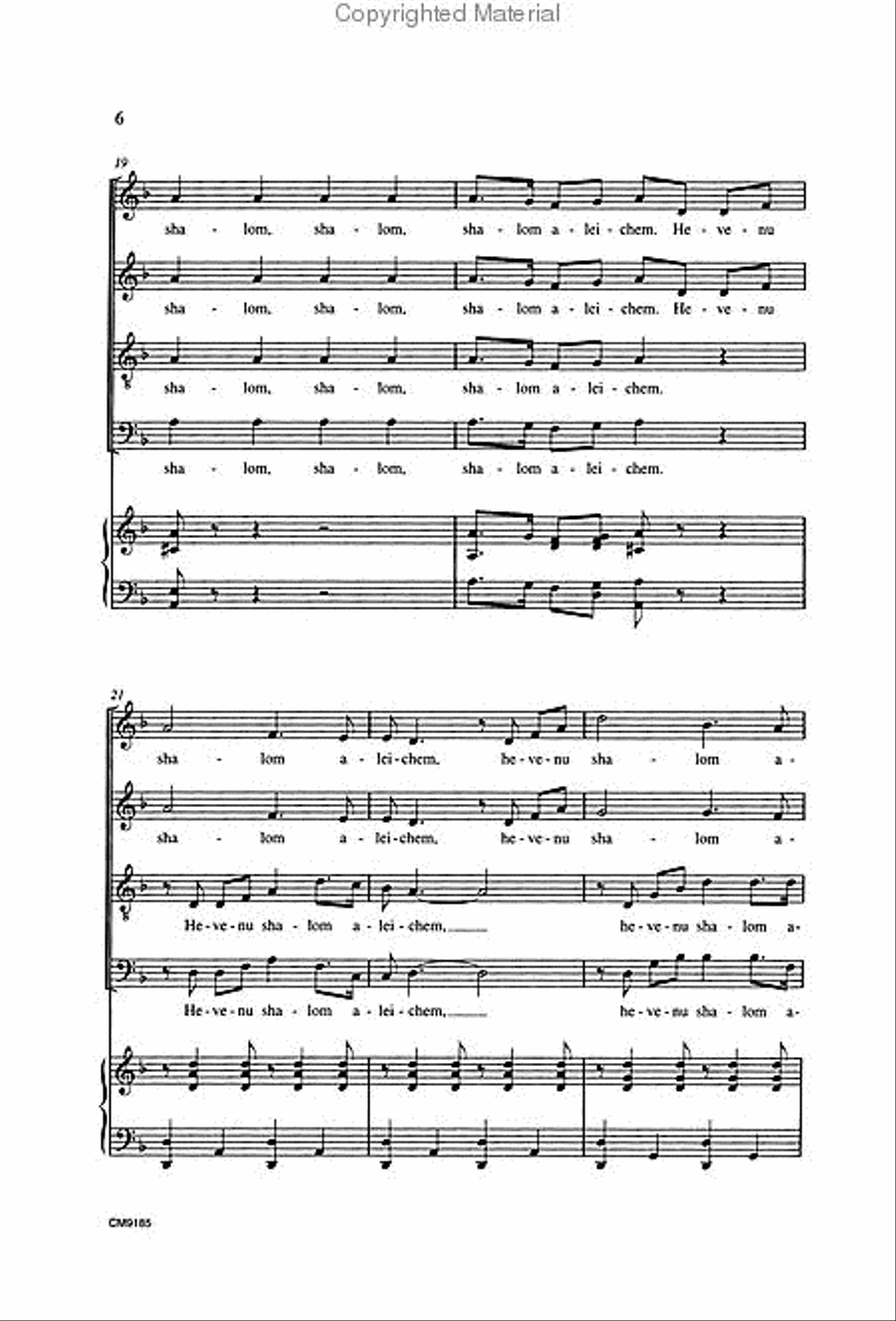 Hevenu Shalom Aleichem 4-Part scores gallery preview page 3