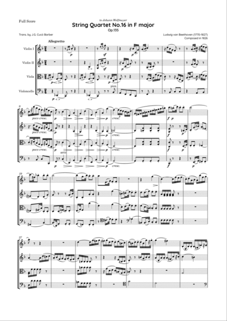 Beethoven - String Quartet No.16 in in F major, Op.135 String Quartet scores gallery preview page 2