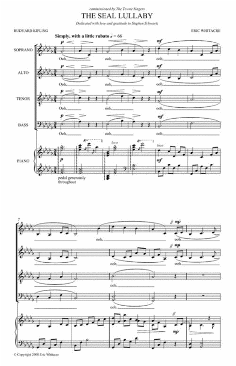 The Seal Lullaby 4-Part scores gallery preview page 4