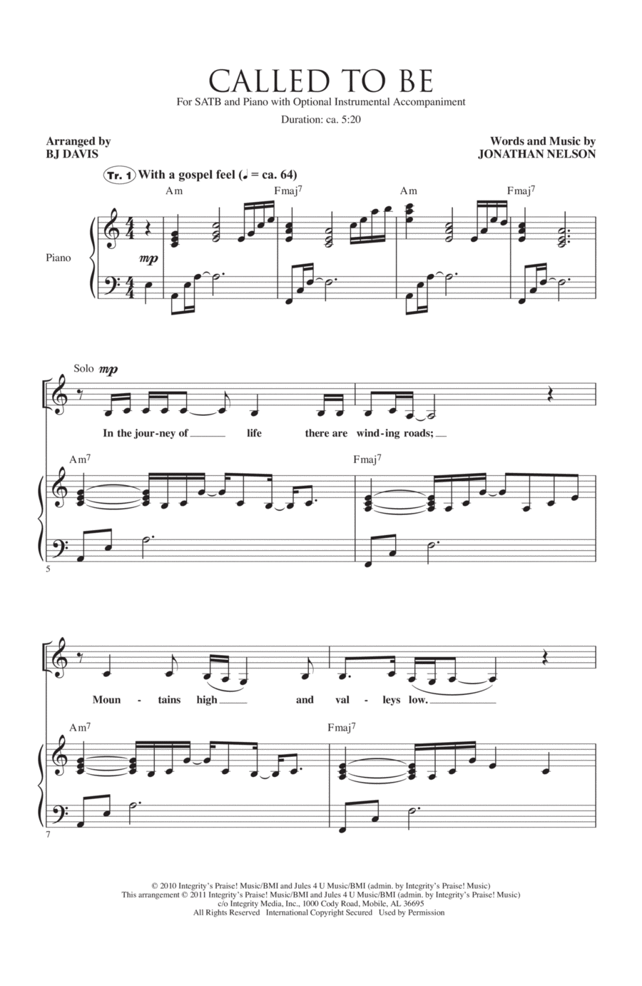 Called To Be Called To Be 4-Part scores gallery preview page 1