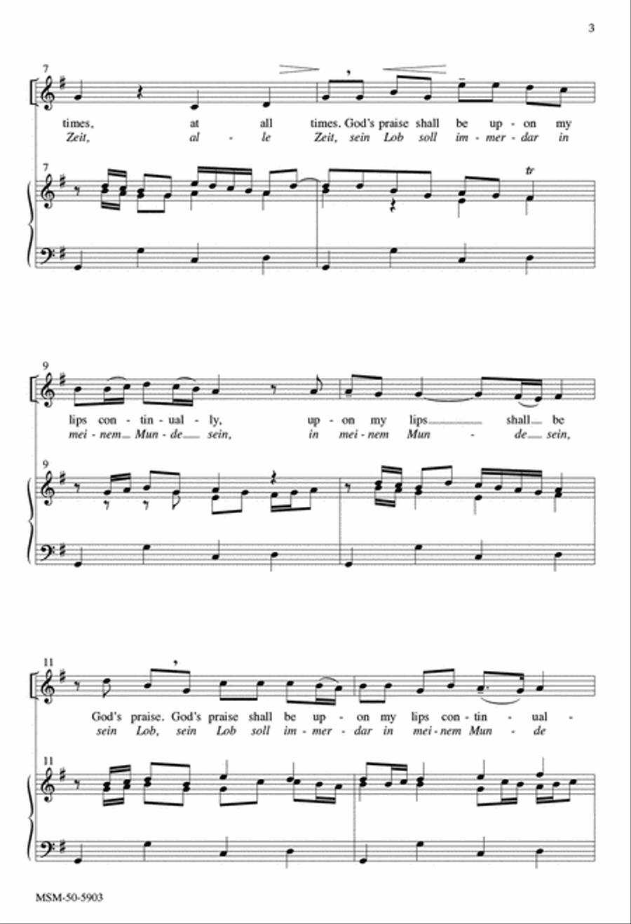 Oh, I Will Praise the Lord/ Ich will den Herrn loben SSA scores gallery preview page 3