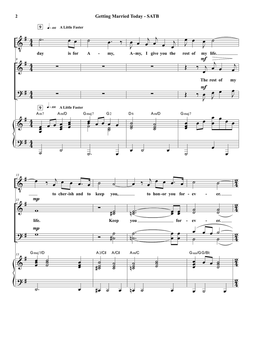 Getting Married Today 4-Part scores gallery preview page 2