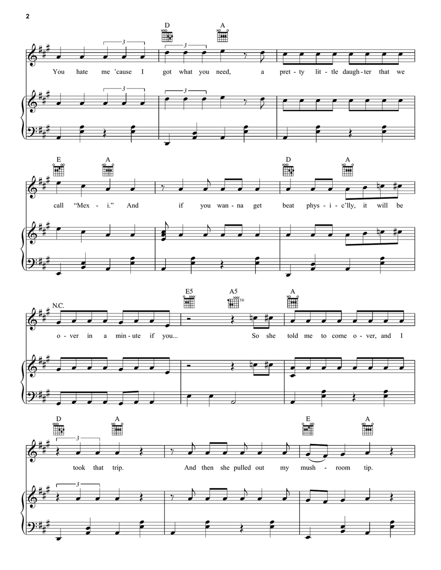 Caress Me Down Piano, Vocal, Guitar scores gallery preview page 2