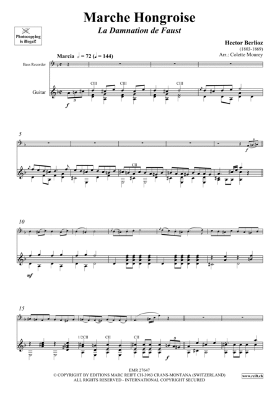 Marche Hongroise Bass Recorder scores gallery preview page 4