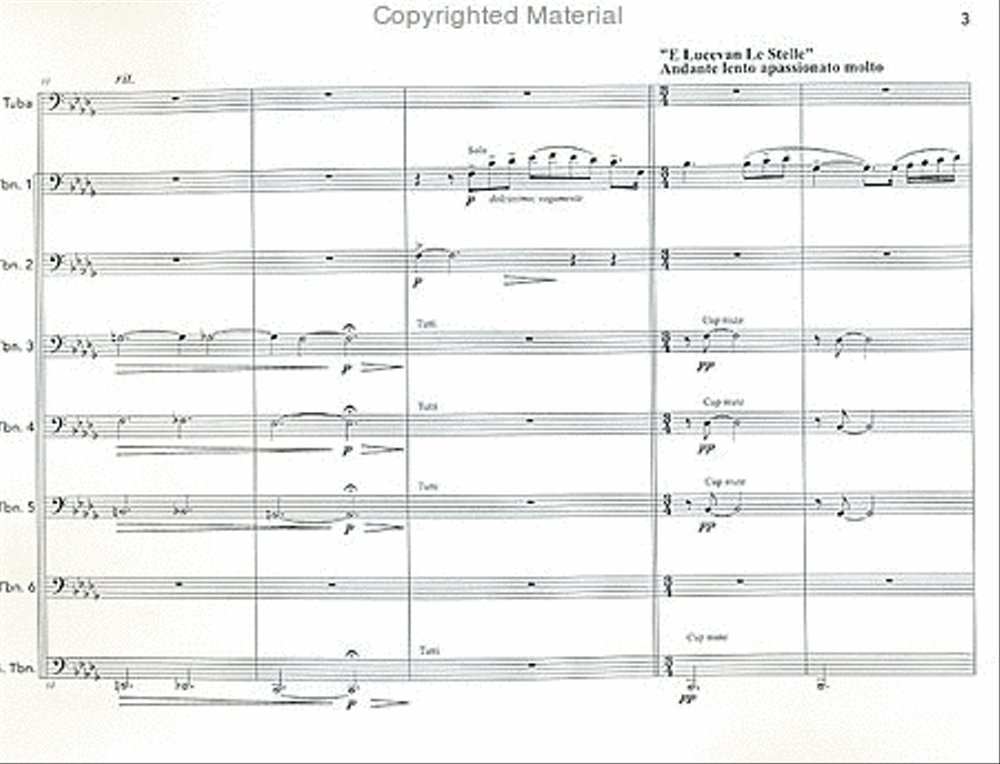 E Lucevan Le Stelle Trombone scores gallery preview page 4