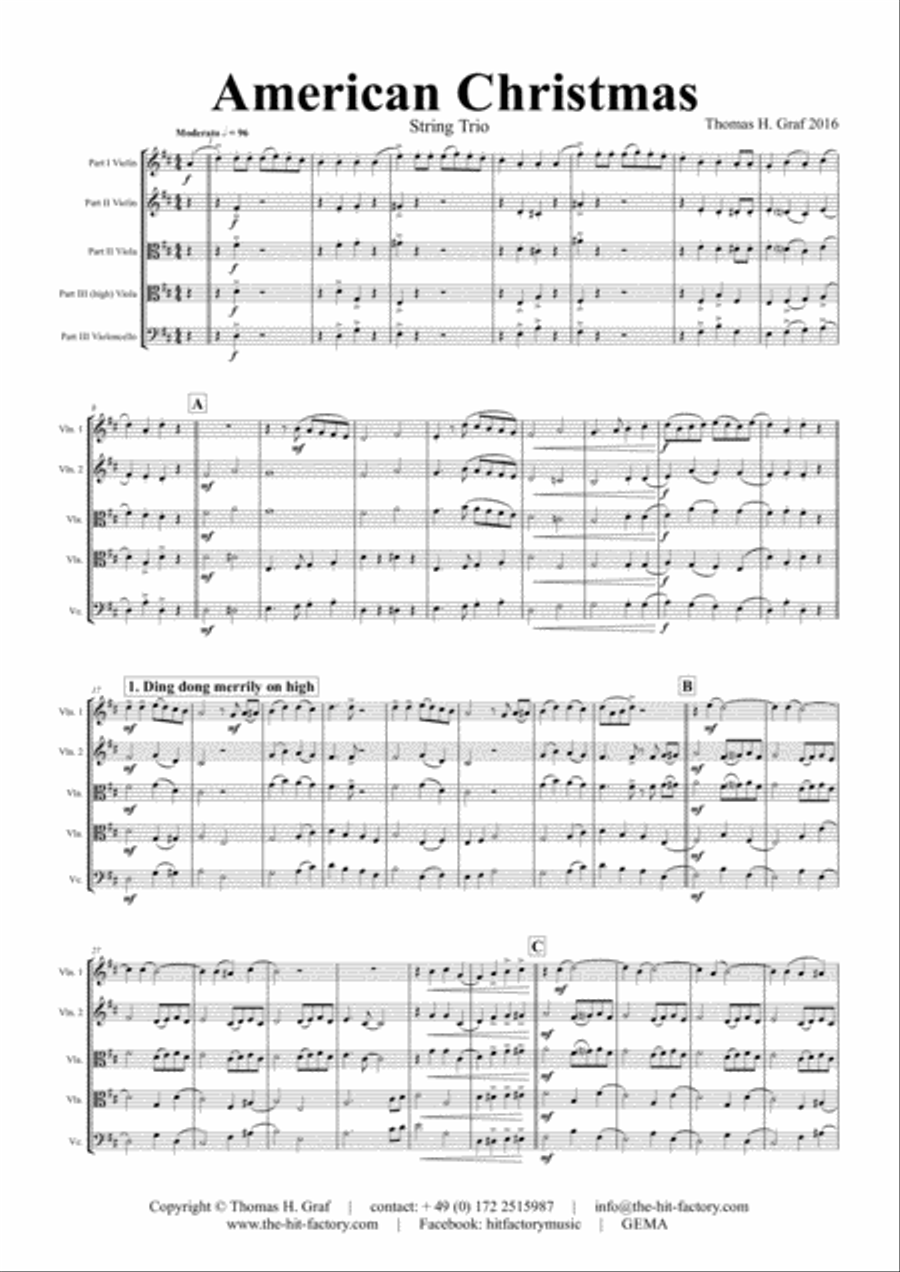 American Christmas - Mash up Rondo of best Christmas Songs - String Trio String Trio scores gallery preview page 2