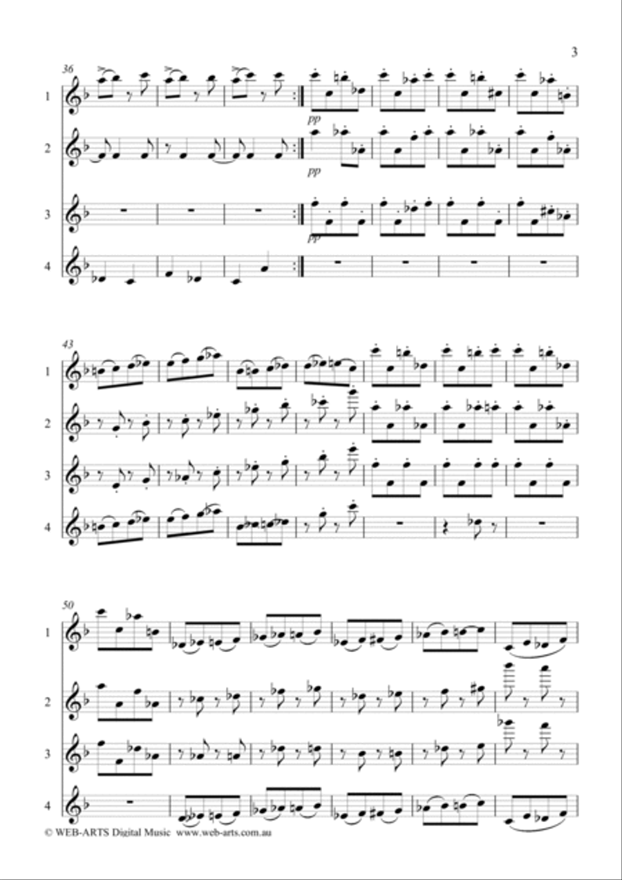 BALLET of the UNHATCHED CHICKENS for 4 flutes - MOUSSORGSKY Flute Quartet scores gallery preview page 4