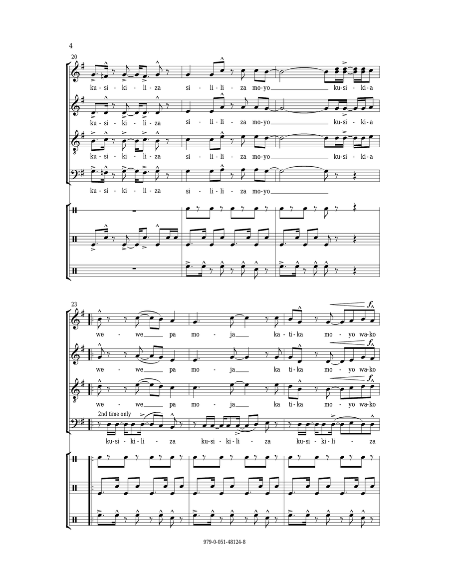 Sililiza (Hear Me) 4-Part scores gallery preview page 4