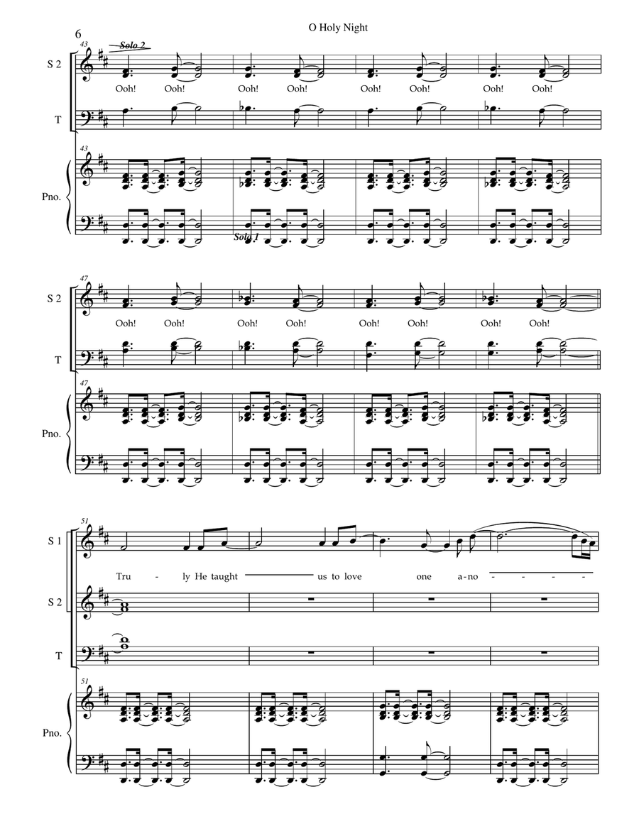 Holy Night (SATB, Duet with Piano and optional narration) 4-Part scores gallery preview page 6