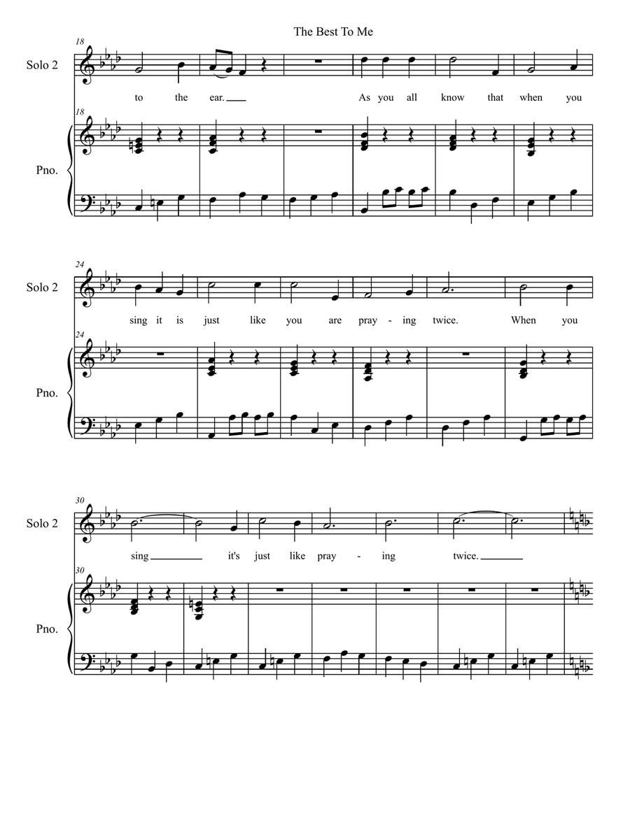The Best To Me Medium Voice scores gallery preview page 3