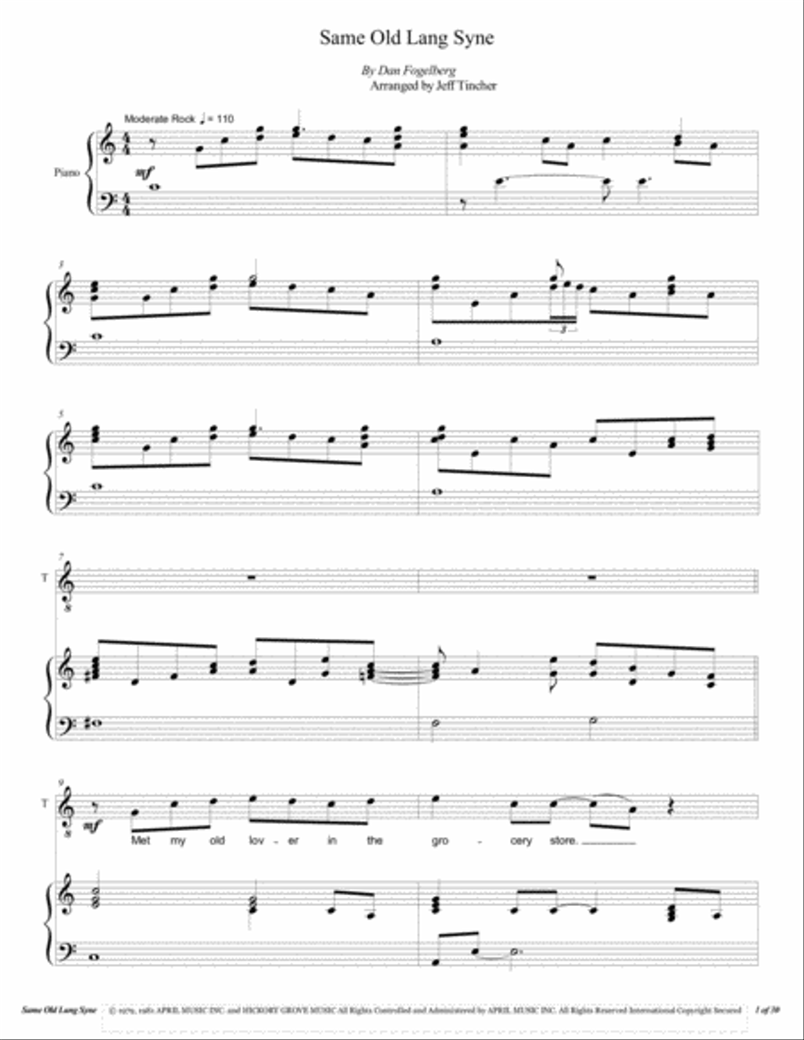 Same Old Lang Syne 4-Part scores gallery preview page 2