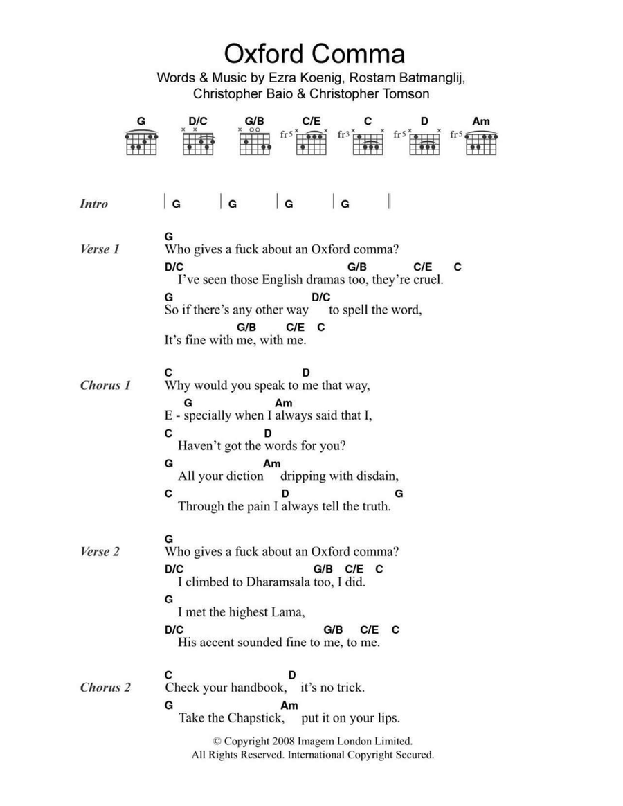 Oxford Comma Acoustic Guitar scores gallery preview page 1