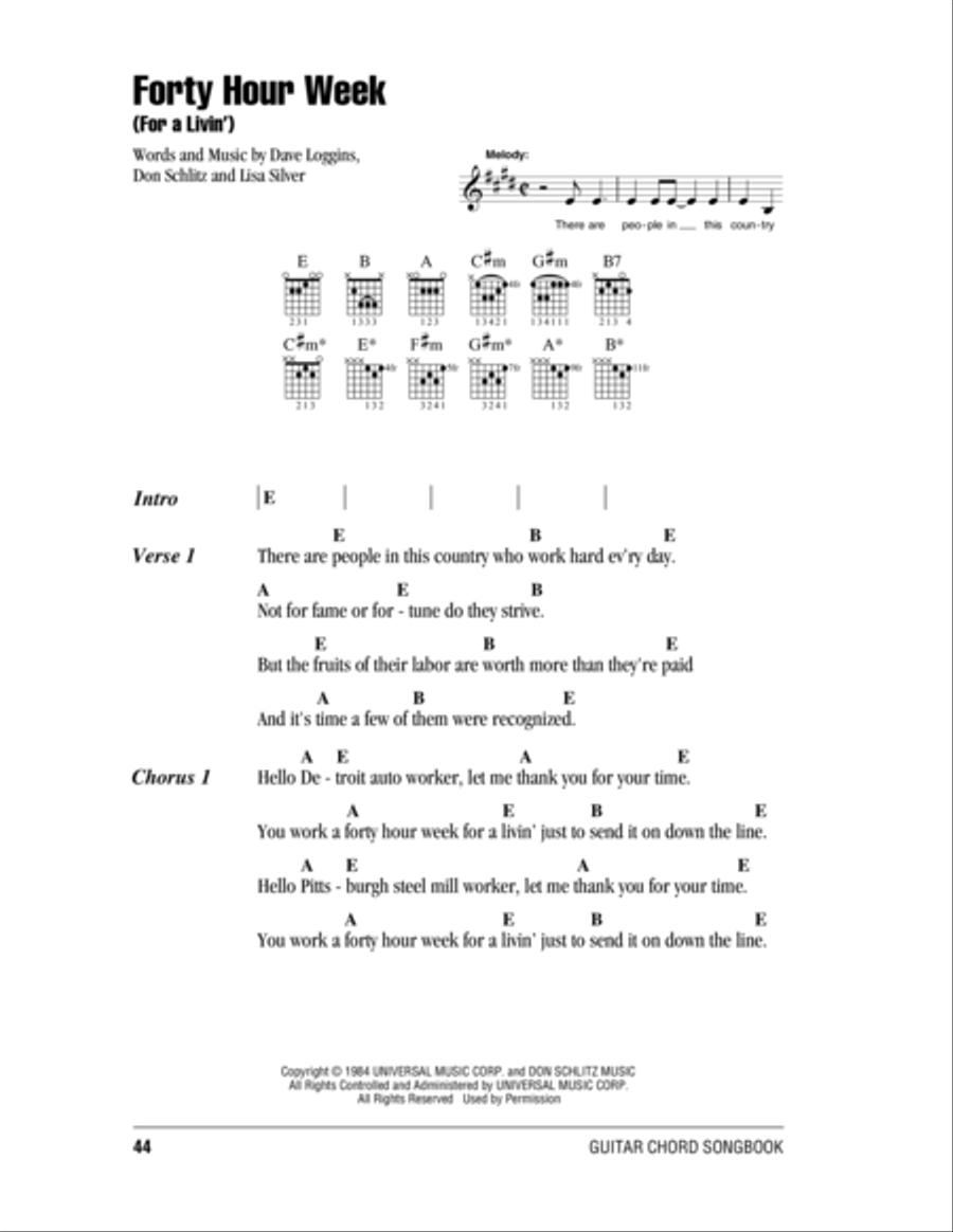 Forty Hour Week (For A Livin') Acoustic Guitar scores gallery preview page 1