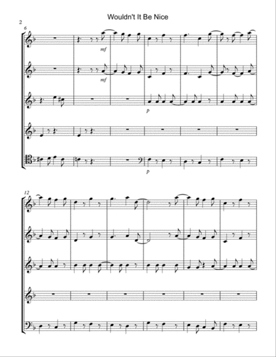 Wouldn't It Be Nice Woodwind Quintet scores gallery preview page 2