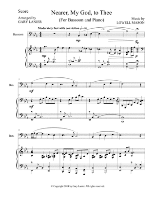 Book cover for NEARER, MY GOD, TO THEE (Duet– Bassoon/Piano with Score and Instrument Part)