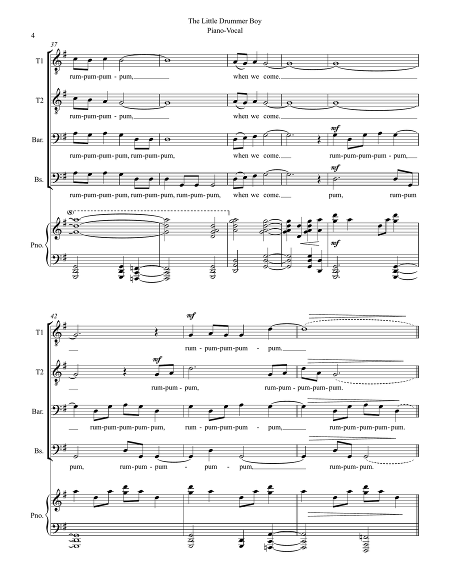 The Little Drummer Boy TTBB scores gallery preview page 4