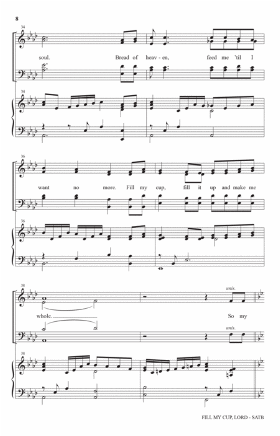 Fill My Cup, Lord (arr. Stan Pethel) 4-Part scores gallery preview page 6