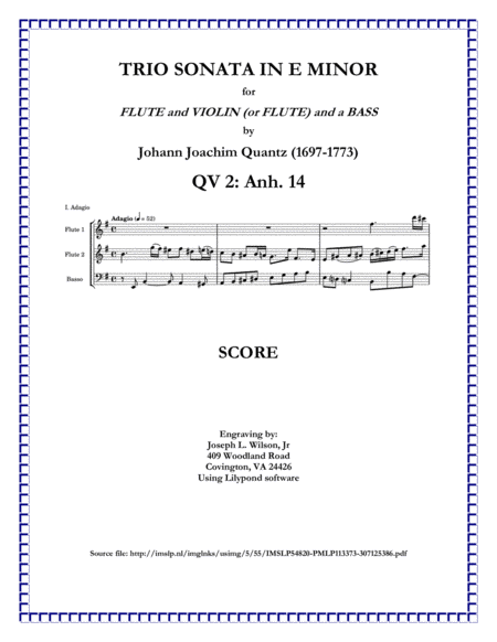 Quantz Trio Sonata in E Minor, QV 2: Anh. 14 image number null