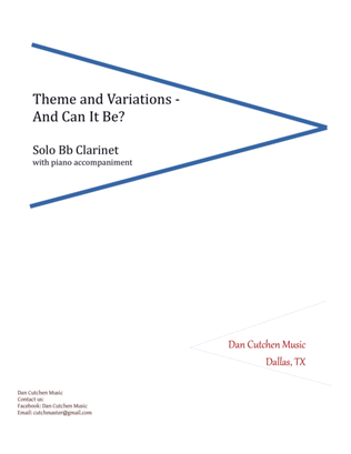 Book cover for Clarinet - "And Can It Be?" Theme and Variations