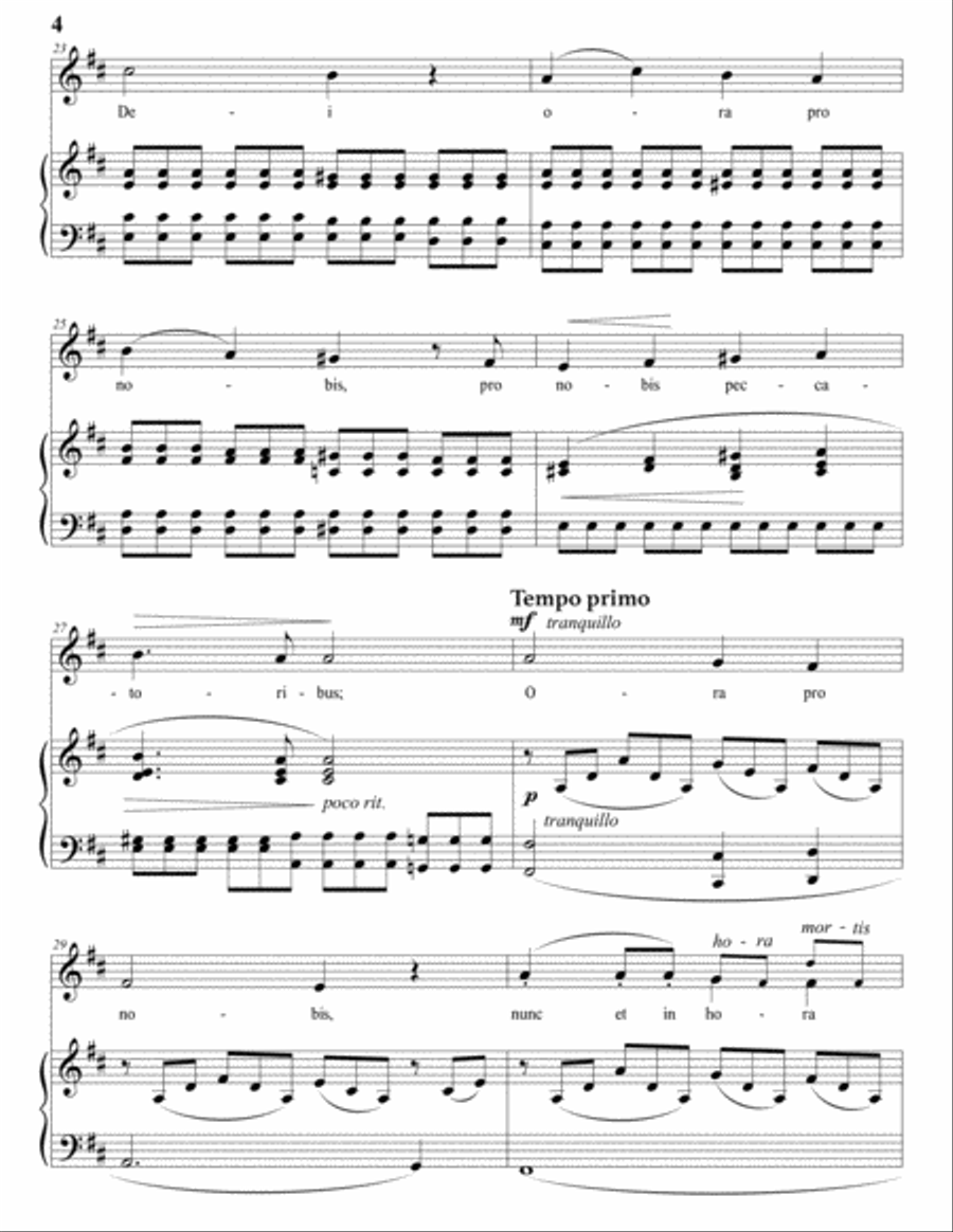 ABT: Ave Maria (transposed to D major) Voice scores gallery preview page 5