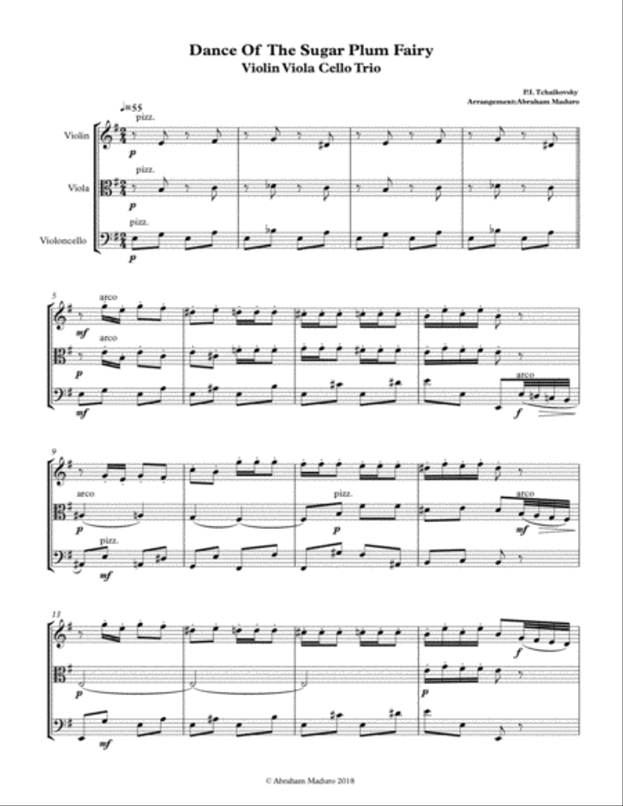 Dance of The Sugar Plum Fairy from The Nutcracker Violin Viola Cello Trio String Trio scores gallery preview page 2