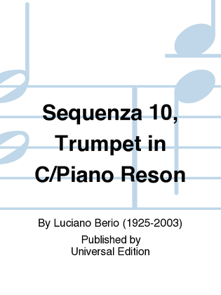 Book cover for Sequenza 10, Trumpet in C/Piano Reson