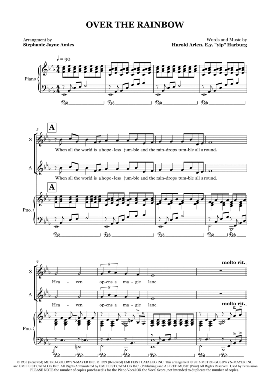 Over The Rainbow 2-Part scores gallery preview page 1