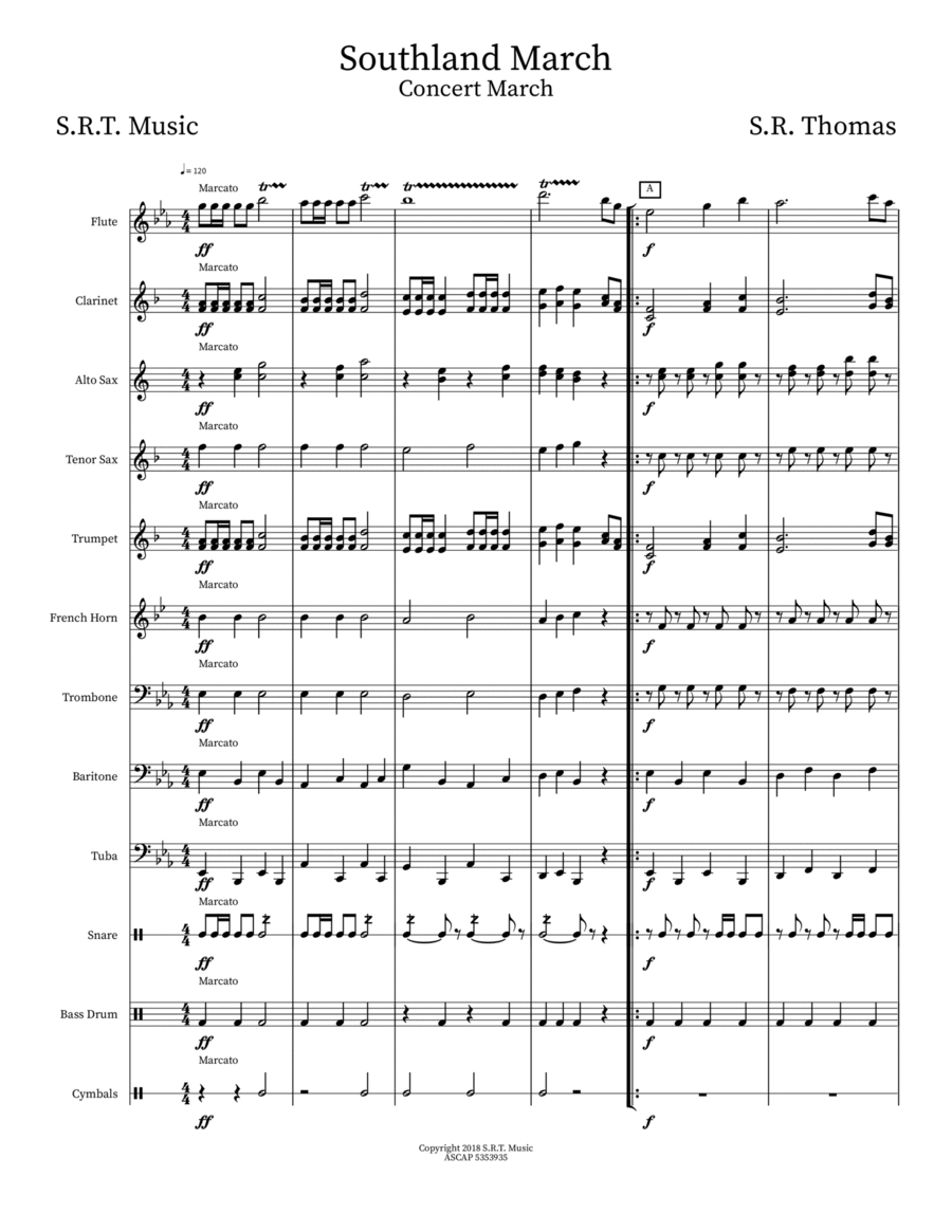 Southland March Concert Band scores gallery preview page 1