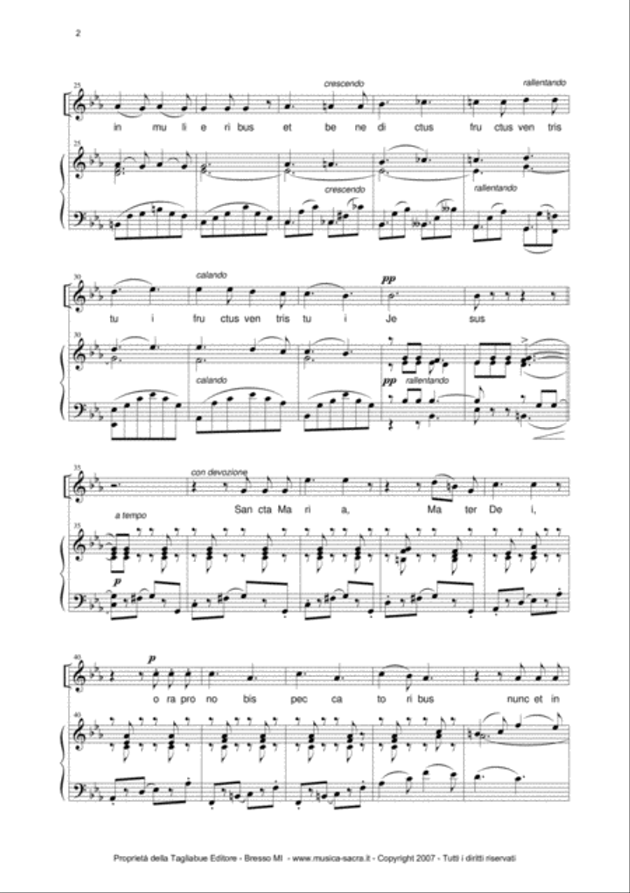 AVE MARIA - For Tenor and. Organ - Music by Padre Serafino Marinosci Voice scores gallery preview page 2
