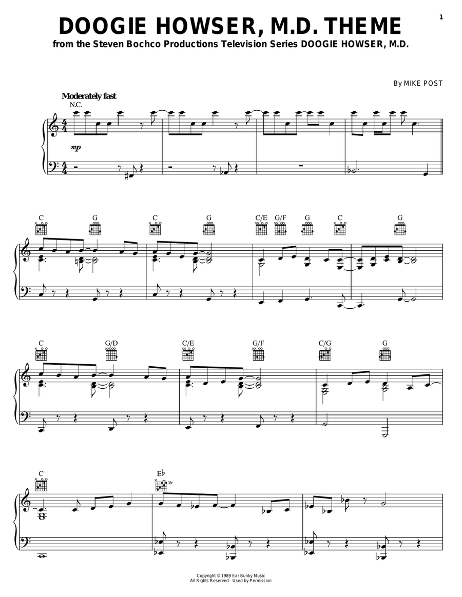 Doogie Howser, M.D. Theme Piano Solo scores gallery preview page 1
