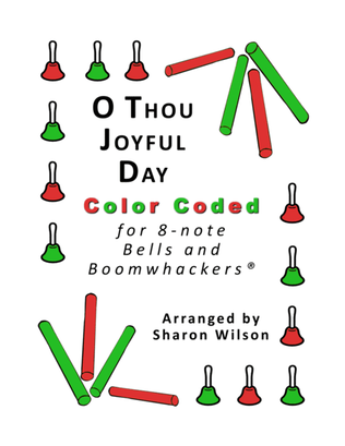 O Thou Joyful Day for 8-note Bells and Boomwhackers (with Color Coded Notes)