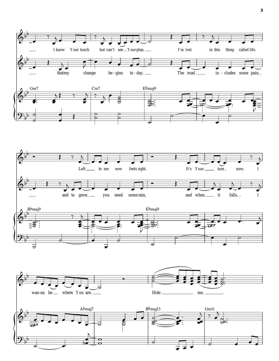 Hide Me Piano, Vocal scores gallery preview page 3