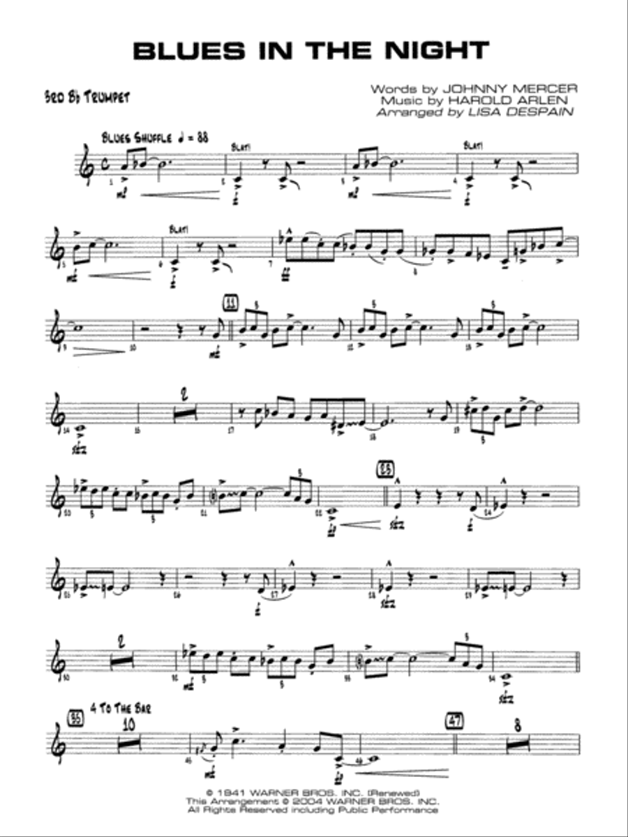 Blues in the Night: 3rd B-flat Trumpet Jazz Ensemble scores gallery preview page 1