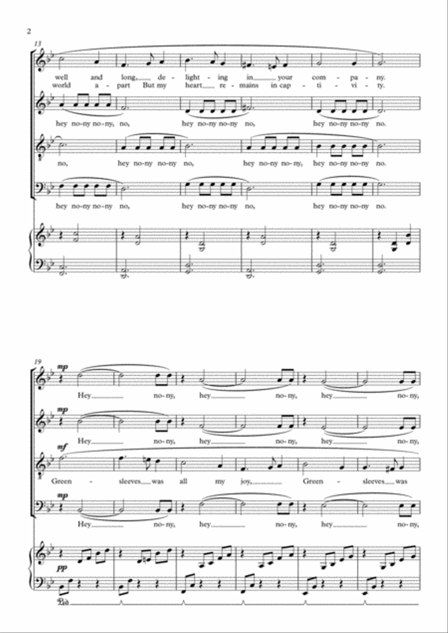 Greensleeves 4-Part scores gallery preview page 2