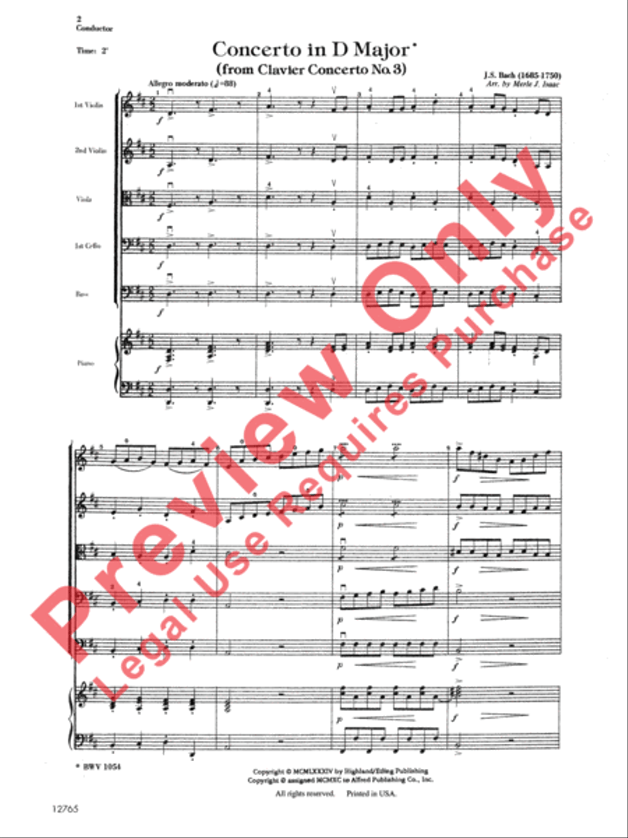 Concerto in D Major String Orchestra scores gallery preview page 3