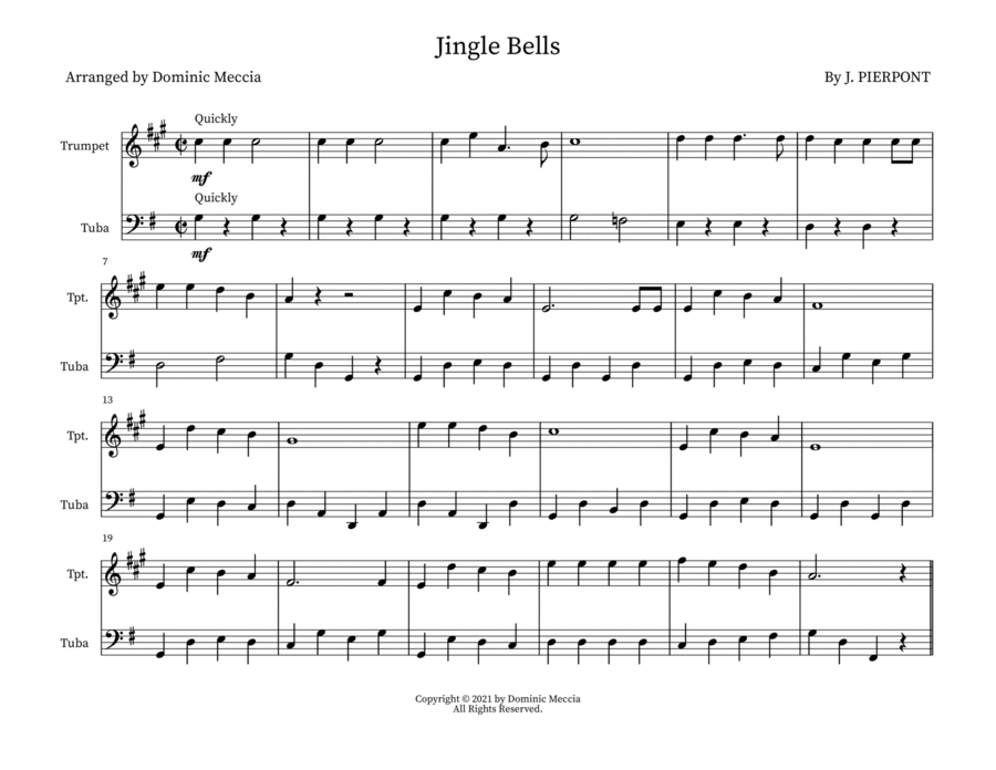Jingle Bells Brass Duet scores gallery preview page 1